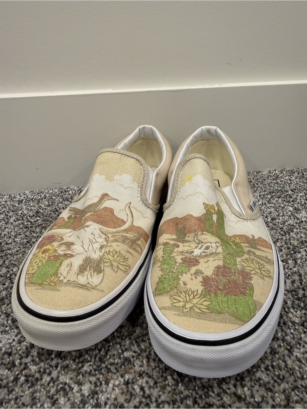 Vans Unisex W 10.5 M 9 Slip-On Desert Vibes Beige Canvas Shoes